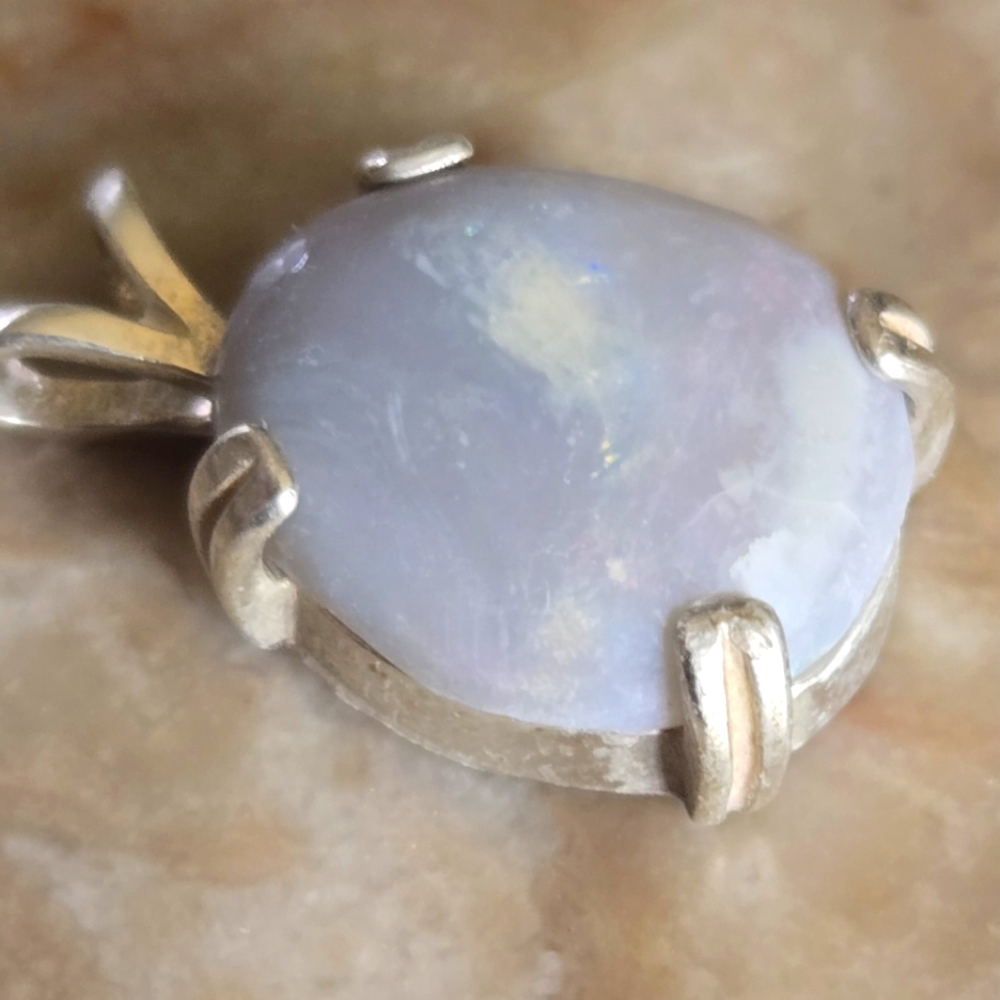 Elegant Silver Opal Pendant